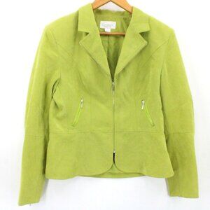 Vintage Conrad C Collection Jacket Womens Green Full Zip Lined Polyester Size 12
